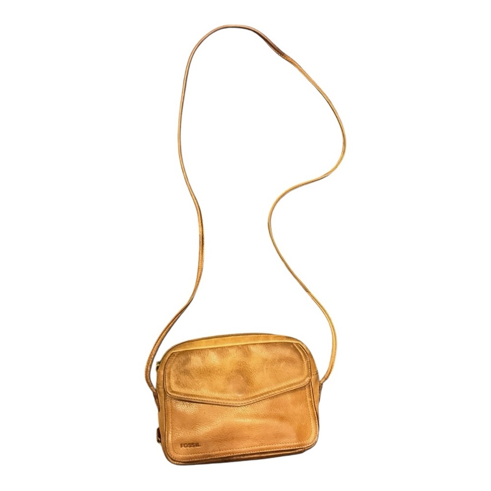🔥 Fossil Vintage Tan Leather‎ Crossbody Wallet Bag | Compact Organizer Purse